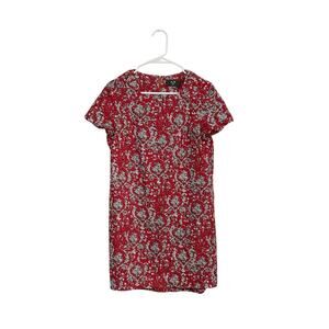 AX Paris Red Shift Mini Dress Size 12 Large Short Sleeve Allover Print